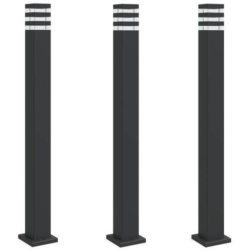Udendørs standerlamper 3 stk. 110 cm aluminium sort
