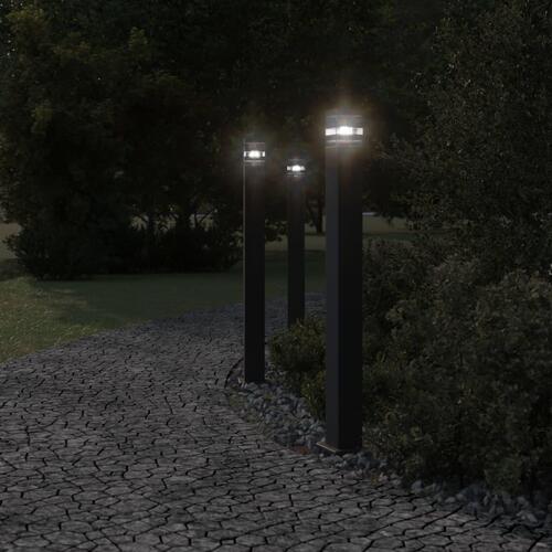 Udendørs standerlamper 3 stk. 110 cm aluminium sort