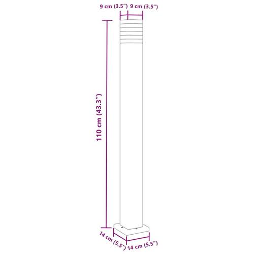 Udendørs standerlamper 3 stk. 110 cm aluminium sort
