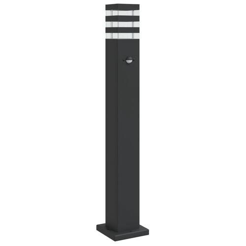 Udendørs gulvlampe med sensor 80 cm aluminium sort