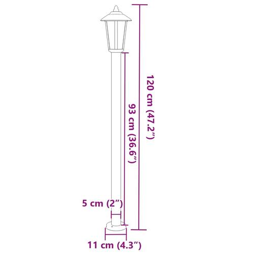 Udendørs standerlampe 120 cm rustfrit stål sort