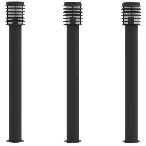 Udendørs standerlamper 3 stk. 110 cm rustfrit stål sort