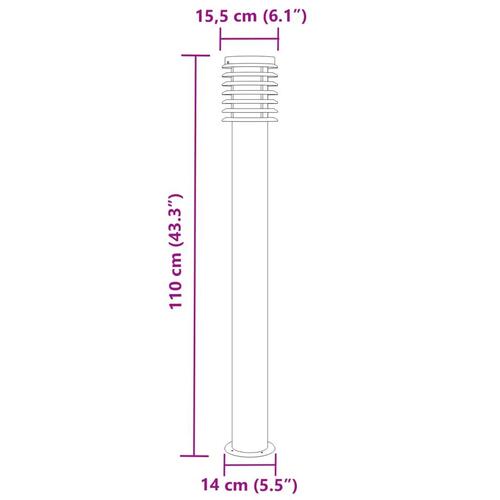 Udendørs standerlamper 3 stk. 110 cm rustfrit stål sort