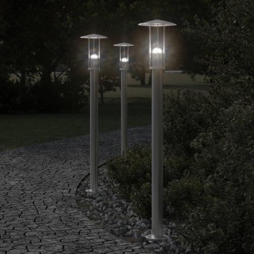 Udendørs standerlampe 100 cm rustfrit stål sølvfarvet