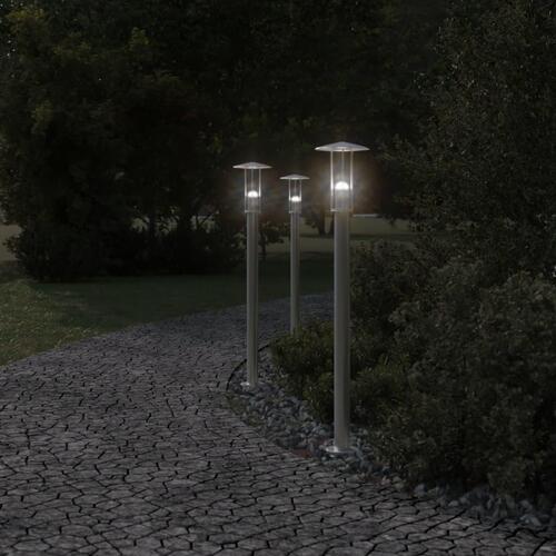 Udendørs standerlampe 100 cm rustfrit stål sølvfarvet
