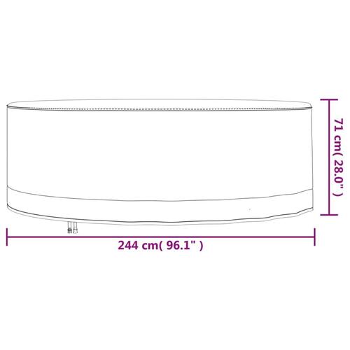 Overtræk til havemøbler Ø 244x71 cm rundt 600D oxfordstof beige