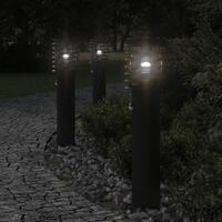 Udendørs standerlamper 3 stk. sensor 60 cm rustfrit stål sort
