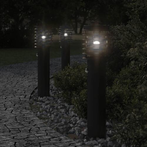 Udendørs standerlamper 3 stk. sensor 60 cm rustfrit stål sort