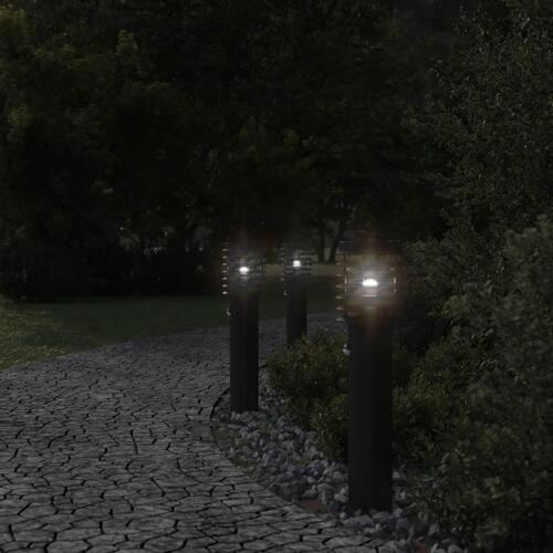 Udendørs standerlamper 3 stk. sensor 60 cm rustfrit stål sort