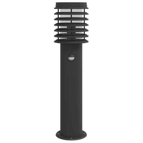 Udendørs standerlamper 3 stk. sensor 60 cm rustfrit stål sort