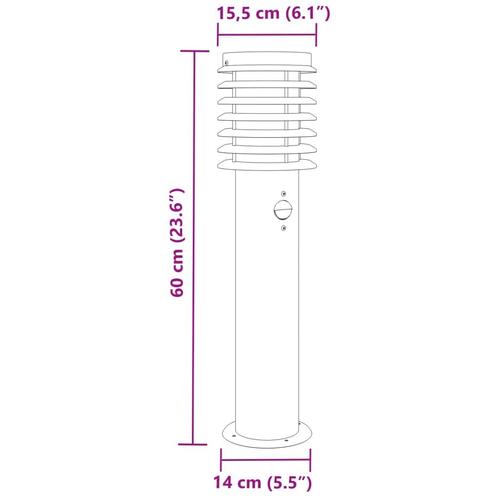Udendørs standerlamper 3 stk. sensor 60 cm rustfrit stål sort