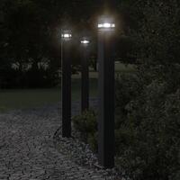 Udendørs standerlampe med sensor 110 cm aluminium sort
