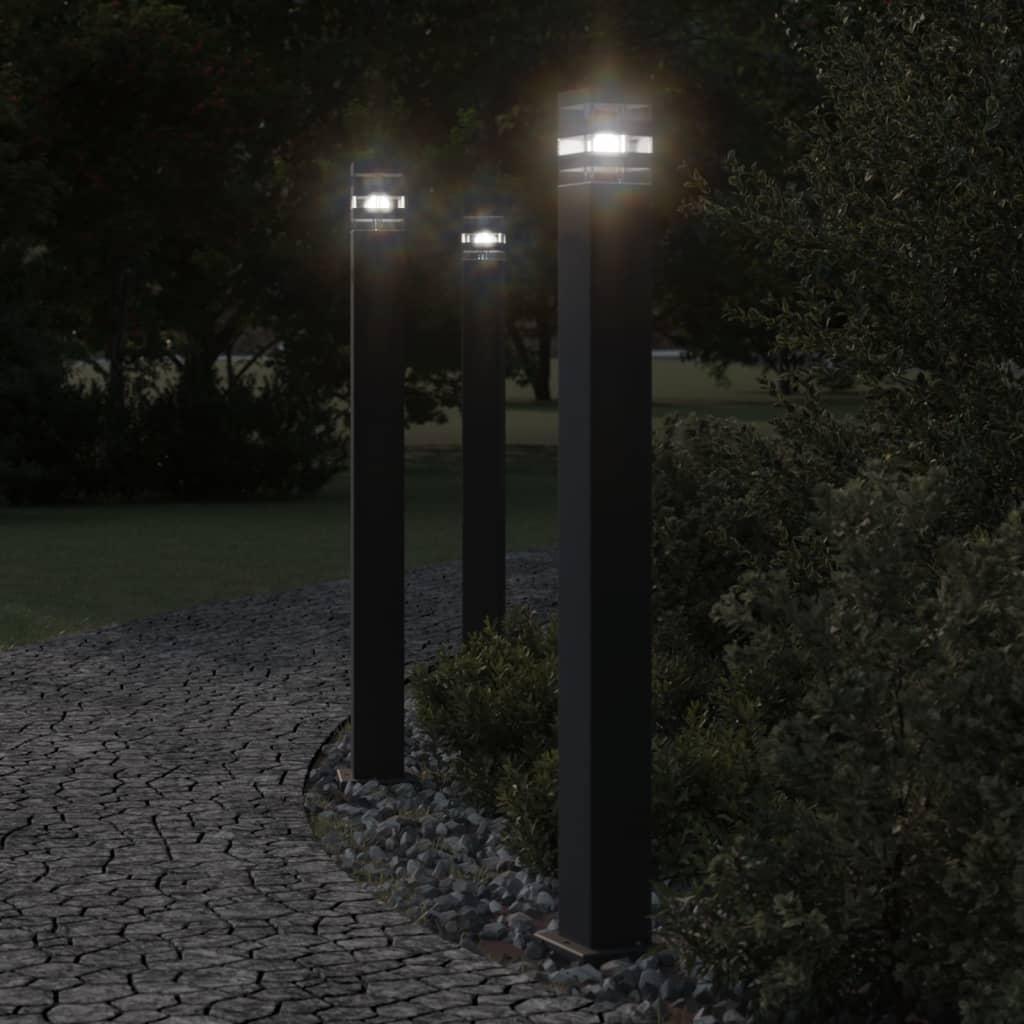 Udendørs standerlampe med sensor 110 cm aluminium sort
