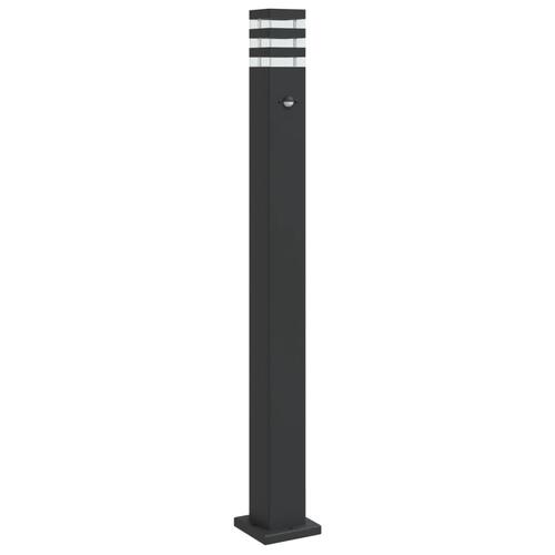 Udendørs standerlampe med sensor 110 cm aluminium sort