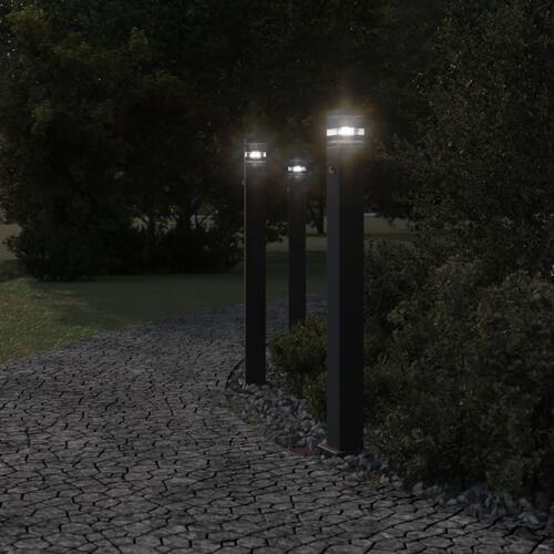 Udendørs standerlampe med sensor 110 cm aluminium sort