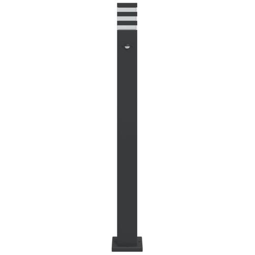 Udendørs standerlampe med sensor 110 cm aluminium sort