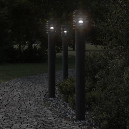 Udendørs standerlampe med stikkontakt 60 cm rustfrit stål sort