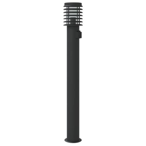 Udendørs standerlampe med stikkontakt 60 cm rustfrit stål sort