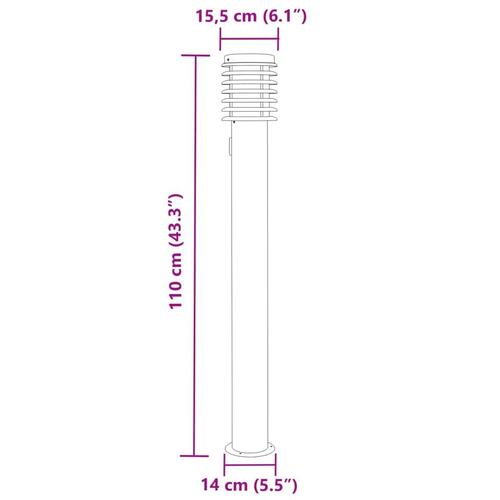 Udendørs standerlampe med stikkontakt 60 cm rustfrit stål sort