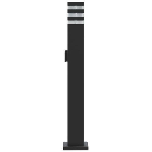 Udendørs standerlamper 3 stk. stikkontakt 80 cm aluminium sort