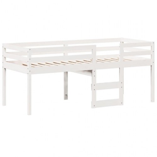 Høj husseng 75 x 190 cm i massivt fyrretræ - hvid