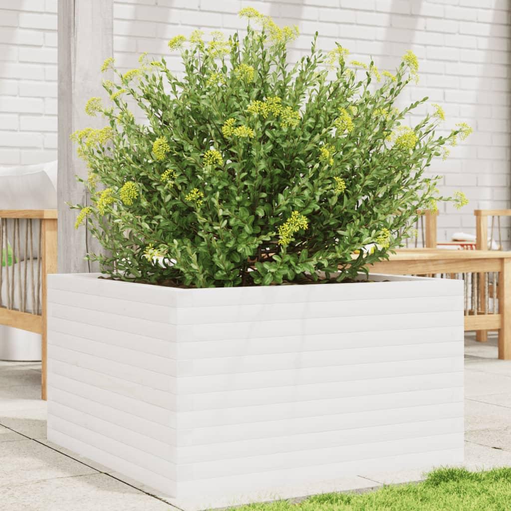 Plantekasse 80x80x45,5 cm massivt fyrretræ hvid