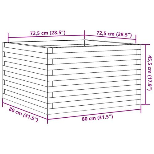 Plantekasse 80x80x45,5 cm massivt fyrretræ hvid