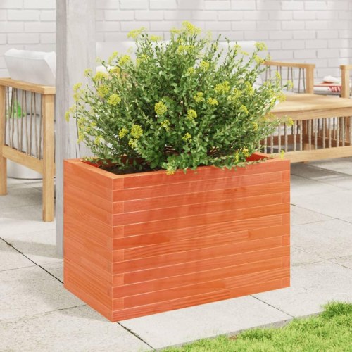 Plantekasse 70x40x45,5 cm massivt fyrretræ gyldenbrun