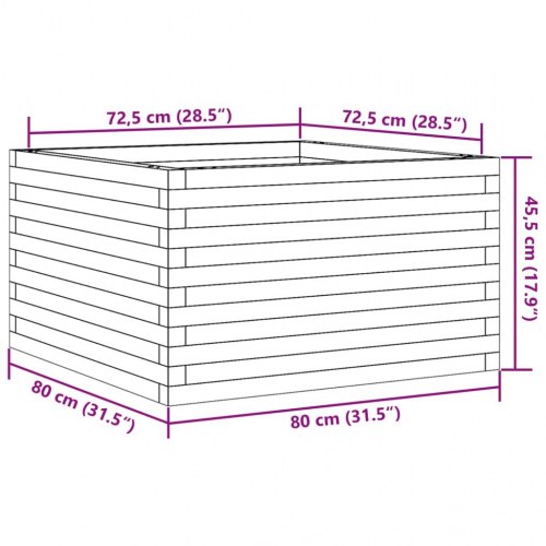 Plantekasse 80x80x45,5 cm massivt fyrretræ