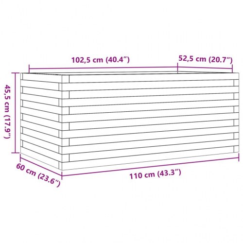 Plantekasse 110x60x45,5 cm massivt fyrretræ gyldenbrun