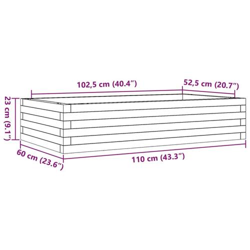 Plantekasse 110x60x23 cm massivt fyrretræ hvid