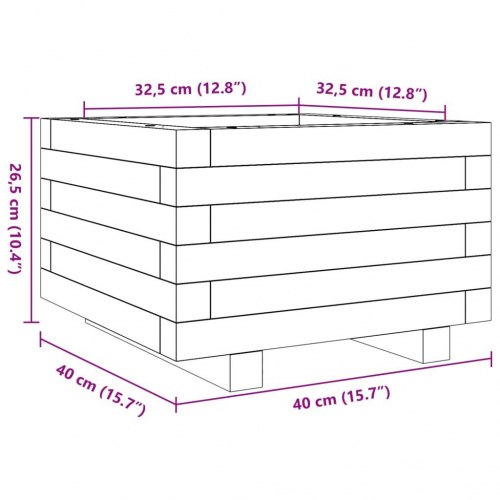 Plantekasse 40 x 40 x 26,5 cm i massivt fyrretræ