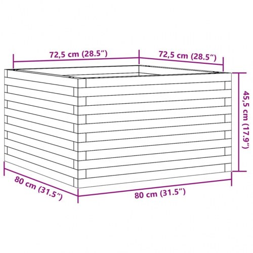 Plantekasse 80x80x45,5 cm imprægneret fyrretræ