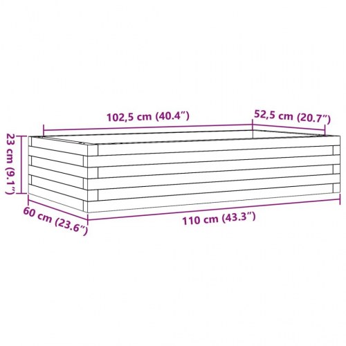 Plantekasse i massivt douglasgran 110 × 60 × 23 cm - rektangulær