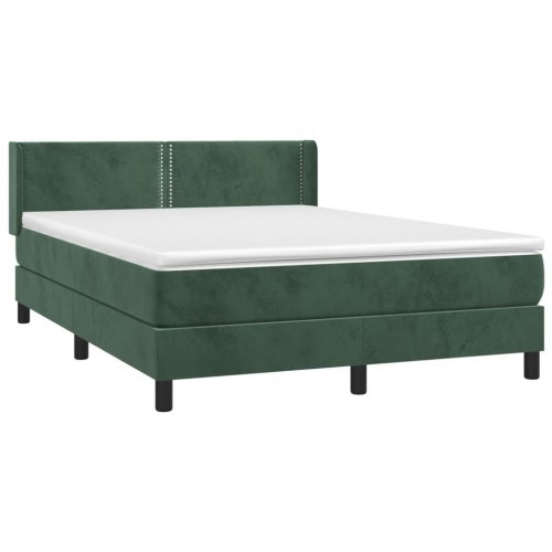 Kontinentalseng med madras 140x190 cm fløjl mørkegrøn