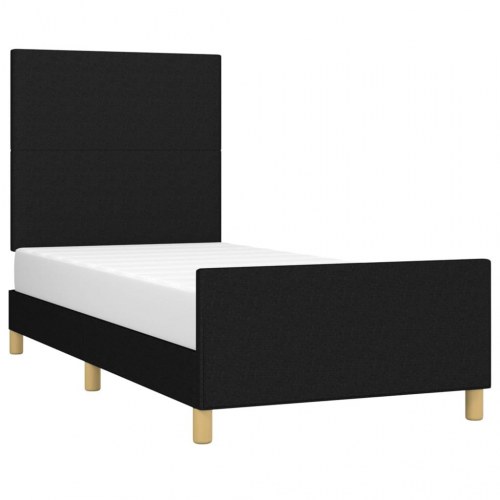 Sengeramme med sengegavl - sort stof 100x200 cm