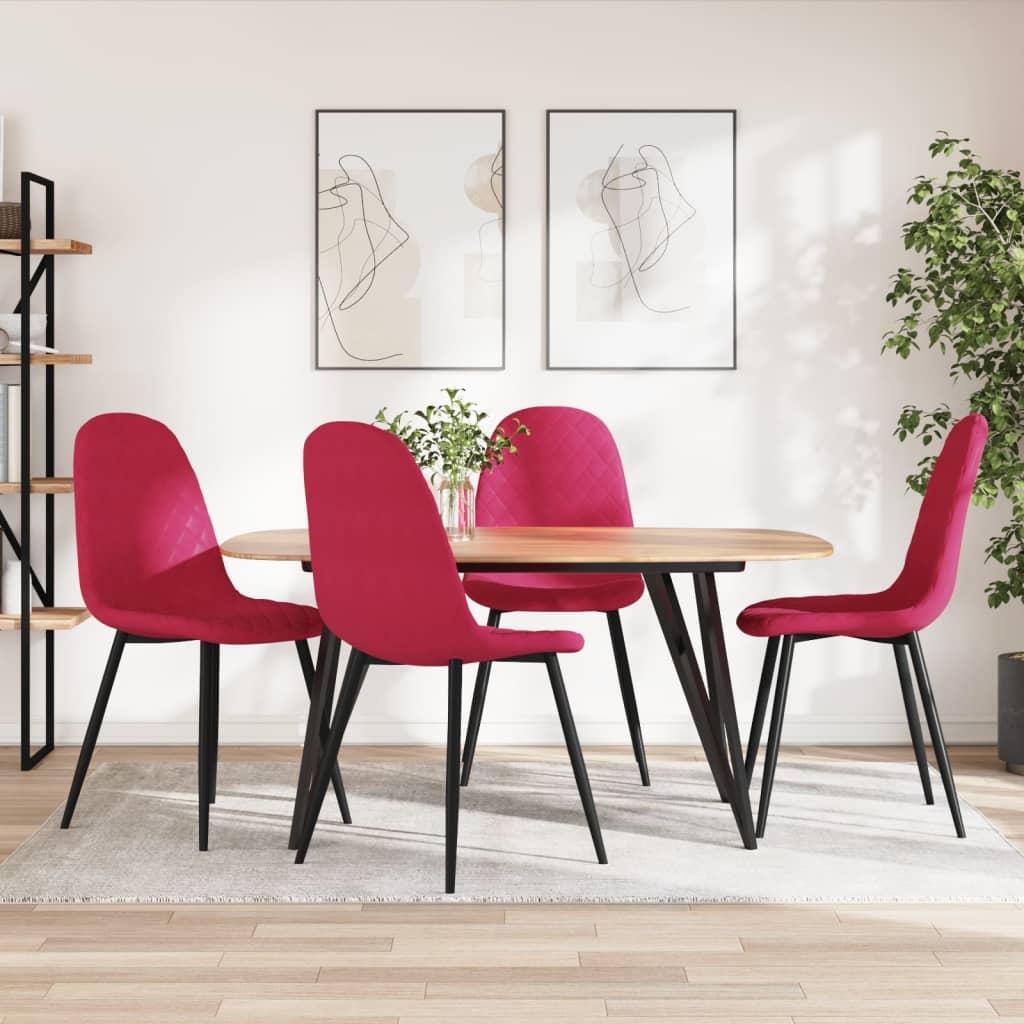 Spisebordsstole 4 stk. velour vinrød