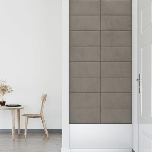 Vægpaneler 12 stk. 60x30 cm 2,16 m² fløjl lysegrå