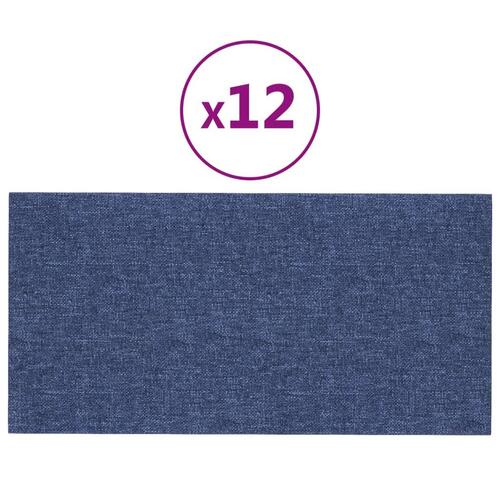 Vægpaneler 12 stk. 60x30 cm 2,16 m² stof blå