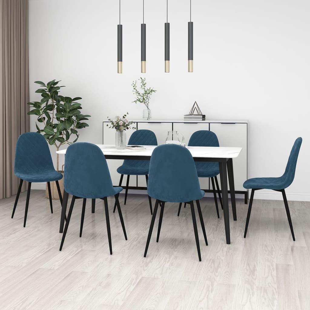 Spisebordsstole 6 stk. velour blå