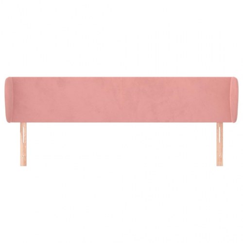 Sengegavl med kanter i fløjl 163 x 23 x 78/88 cm - lyserød