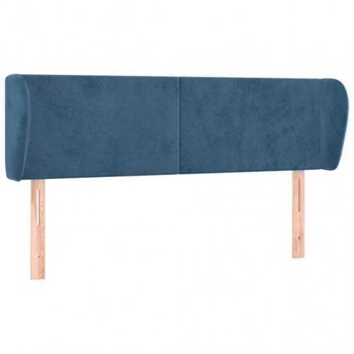 Sengegavl med kanter i fløjl 147 x 23 x 78/88 cm - mørkeblå
