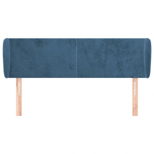 Sengegavl med kanter i fløjl 147 x 23 x 78/88 cm - mørkeblå