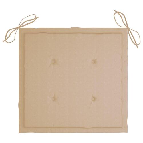 Havestole 8 stk. med beige hynder massivt teaktræ