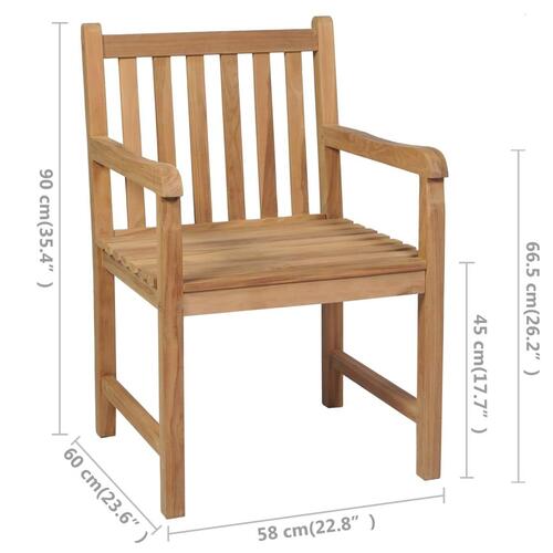 Havestole 8 stk. med beige hynder massivt teaktræ