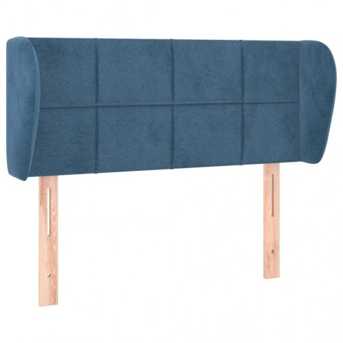 Sengegavl med kanter i fløjl - mørkeblå, 93 x 23 x 78/88 cm