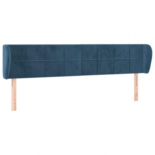 Sengegavl med kanter i fløjl 203 x 23 x 78/88 cm - mørkeblå