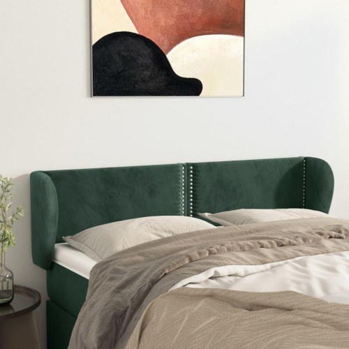 Sengegavl med kanter 147x23x78/88 cm fløjl mørkegrøn