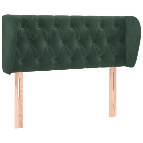 Sengegavl med kanter 93 x 23 x 78/88 cm fløjl mørkegrøn