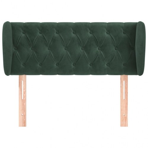 Sengegavl med kanter 93 x 23 x 78/88 cm fløjl mørkegrøn